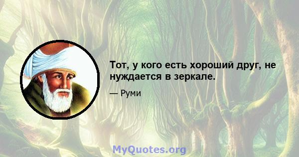 Тот, у кого есть хороший друг, не нуждается в зеркале.