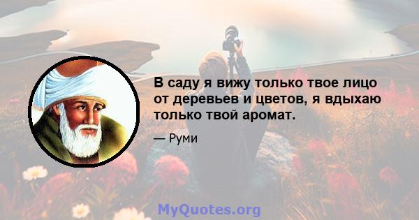 В саду я вижу только твое лицо от деревьев и цветов, я вдыхаю только твой аромат.