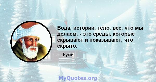 Вода, истории, тело, все, что мы делаем, - это среды, которые скрывают и показывают, что скрыто.