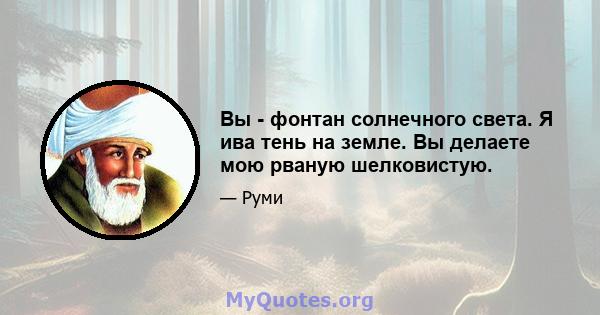 Вы - фонтан солнечного света. Я ива тень на земле. Вы делаете мою рваную шелковистую.