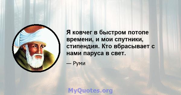 Я ковчег в быстром потопе времени, и мои спутники, стипендия. Кто вбрасывает с нами паруса в свет.