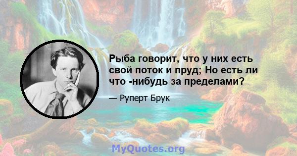 Рыба говорит, что у них есть свой поток и пруд; Но есть ли что -нибудь за пределами?