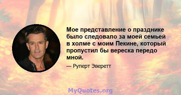 Мое представление о празднике было следовало за моей семьей в холме с моим Пекине, который пропустил бы вереска передо мной.