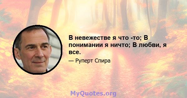 В невежестве я что -то; В понимании я ничто; В любви, я все.