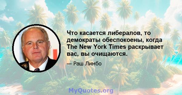 Что касается либералов, то демократы обеспокоены, когда The New York Times раскрывает вас, вы очищаются.