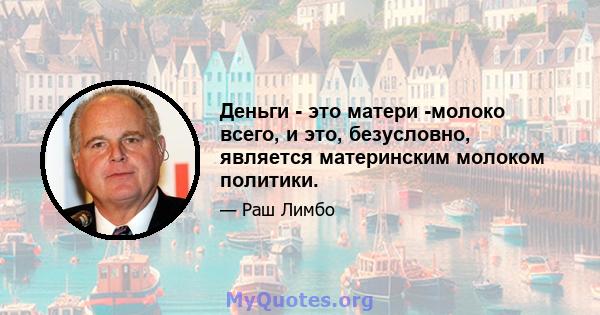 Деньги - это матери -молоко всего, и это, безусловно, является материнским молоком политики.