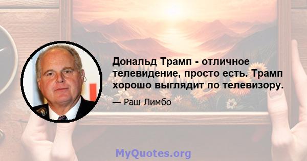 Дональд Трамп - отличное телевидение, просто есть. Трамп хорошо выглядит по телевизору.