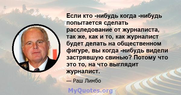 Если кто -нибудь когда -нибудь попытается сделать расследование от журналиста, так же, как и то, как журналист будет делать на общественном фигуре, вы когда -нибудь видели застрявшую свинью? Потому что это то, на что