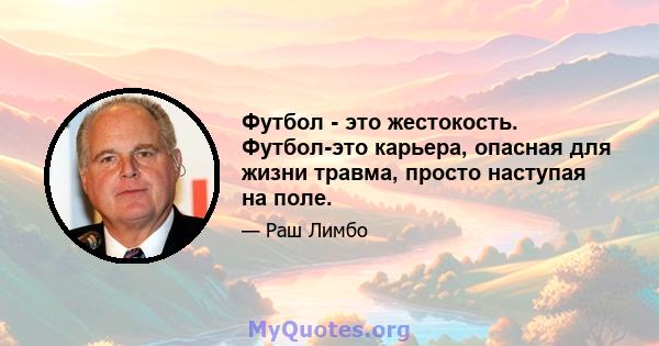 Футбол - это жестокость. Футбол-это карьера, опасная для жизни травма, просто наступая на поле.