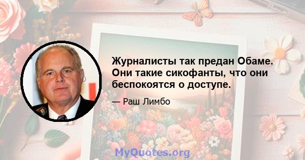 Журналисты так предан Обаме. Они такие сикофанты, что они беспокоятся о доступе.