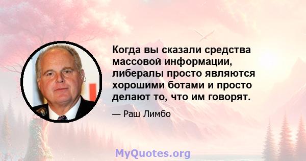 Когда вы сказали средства массовой информации, либералы просто являются хорошими ботами и просто делают то, что им говорят.