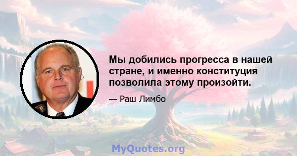 Мы добились прогресса в нашей стране, и именно конституция позволила этому произойти.