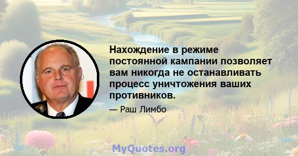 Нахождение в режиме постоянной кампании позволяет вам никогда не останавливать процесс уничтожения ваших противников.