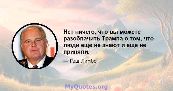 Нет ничего, что вы можете разоблачить Трампа о том, что люди еще не знают и еще не приняли.