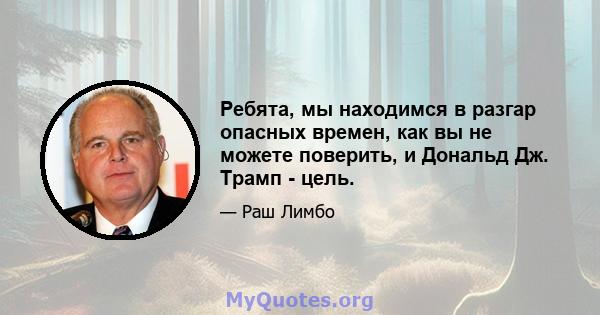 Ребята, мы находимся в разгар опасных времен, как вы не можете поверить, и Дональд Дж. Трамп - цель.