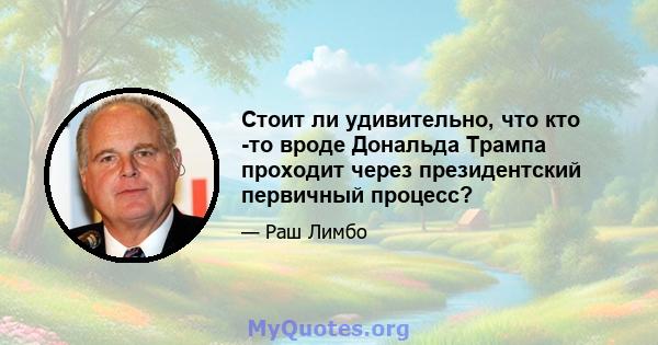 Стоит ли удивительно, что кто -то вроде Дональда Трампа проходит через президентский первичный процесс?