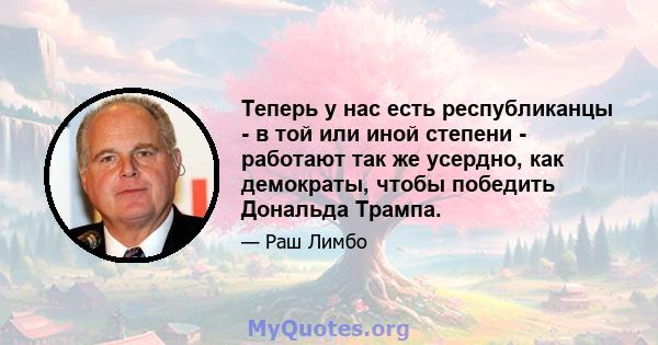 Теперь у нас есть республиканцы - в той или иной степени - работают так же усердно, как демократы, чтобы победить Дональда Трампа.