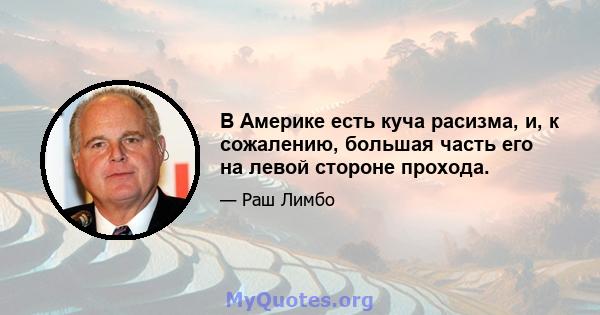 В Америке есть куча расизма, и, к сожалению, большая часть его на левой стороне прохода.