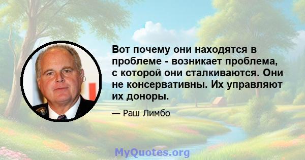 Вот почему они находятся в проблеме - возникает проблема, с которой они сталкиваются. Они не консервативны. Их управляют их доноры.