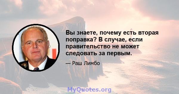 Вы знаете, почему есть вторая поправка? В случае, если правительство не может следовать за первым.