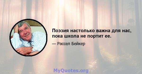 Поэзия настолько важна для нас, пока школа не портит ее.