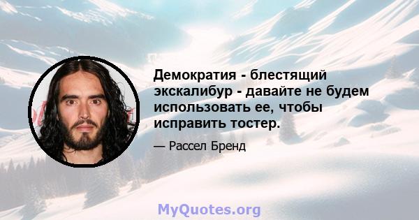 Демократия - блестящий экскалибур - давайте не будем использовать ее, чтобы исправить тостер.