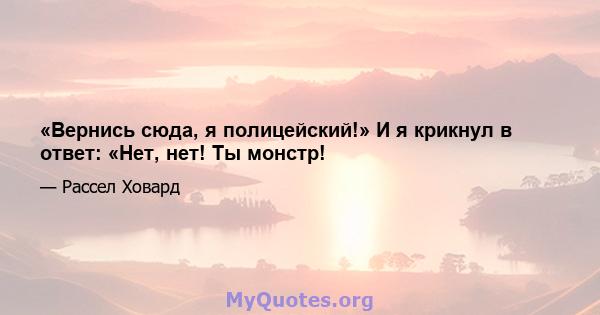 «Вернись сюда, я полицейский!» И я крикнул в ответ: «Нет, нет! Ты монстр!