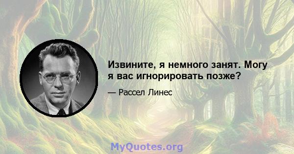 Извините, я немного занят. Могу я вас игнорировать позже?