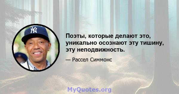 Поэты, которые делают это, уникально осознают эту тишину, эту неподвижность.