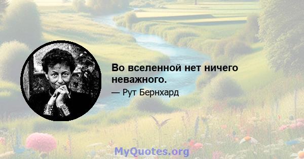 Во вселенной нет ничего неважного.