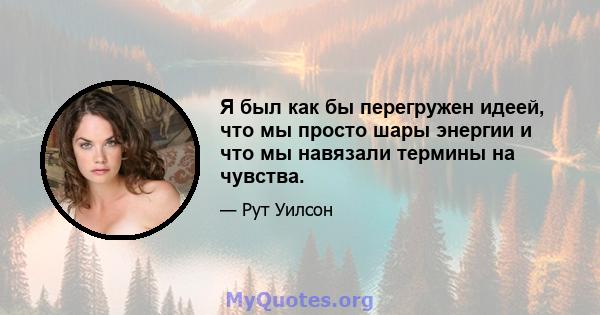 Я был как бы перегружен идеей, что мы просто шары энергии и что мы навязали термины на чувства.