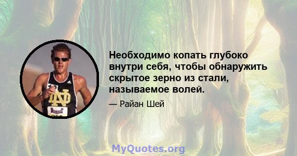 Необходимо копать глубоко внутри себя, чтобы обнаружить скрытое зерно из стали, называемое волей.