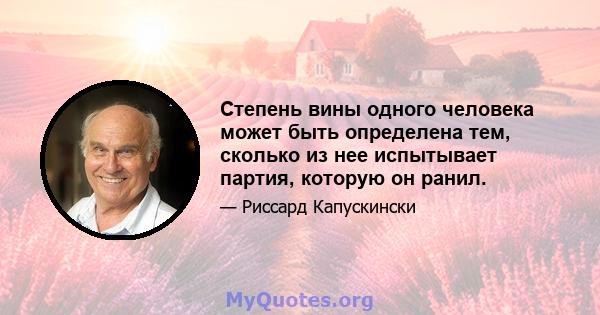 Степень вины одного человека может быть определена тем, сколько из нее испытывает партия, которую он ранил.