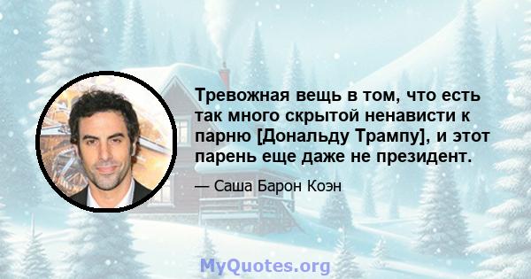 Тревожная вещь в том, что есть так много скрытой ненависти к парню [Дональду Трампу], и этот парень еще даже не президент.