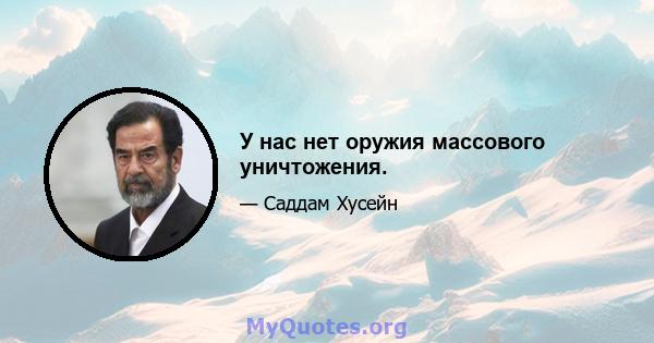 У нас нет оружия массового уничтожения.