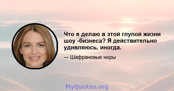 Что я делаю в этой глупой жизни шоу -бизнеса? Я действительно удивляюсь, иногда.