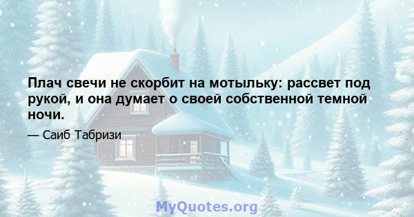 Плач свечи не скорбит на мотыльку: рассвет под рукой, и она думает о своей собственной темной ночи.