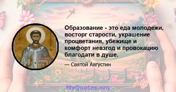 Образование - это еда молодежи, восторг старости, украшение процветания, убежище и комфорт невзгод и провокацию благодати в душе.