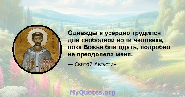 Однажды я усердно трудился для свободной воли человека, пока Божья благодать, подробно не преодолела меня.