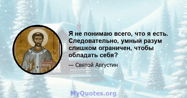 Я не понимаю всего, что я есть. Следовательно, умный разум слишком ограничен, чтобы обладать себя?