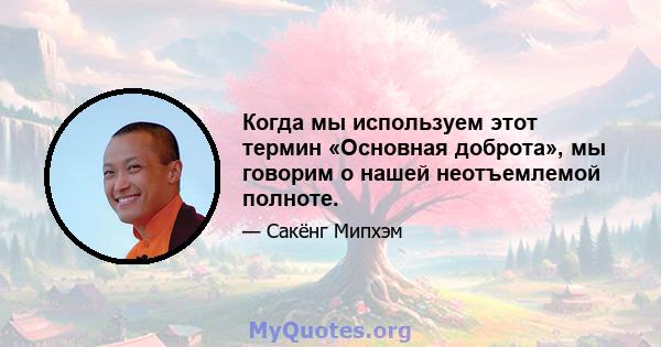 Когда мы используем этот термин «Основная доброта», мы говорим о нашей неотъемлемой полноте.