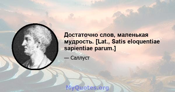 Достаточно слов, маленькая мудрость. [Lat., Satis eloquentiae sapientiae parum.]