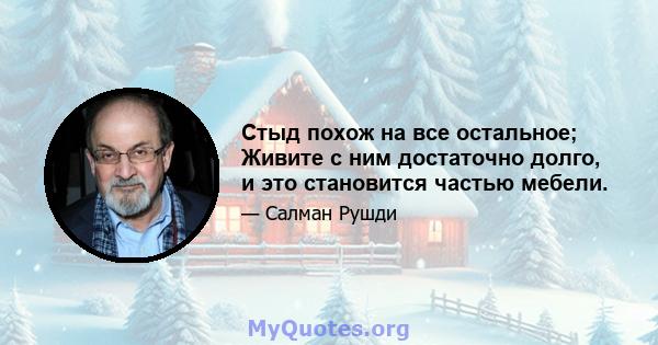 Стыд похож на все остальное; Живите с ним достаточно долго, и это становится частью мебели.