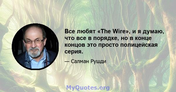 Все любят «The Wire», и я думаю, что все в порядке, но в конце концов это просто полицейская серия.