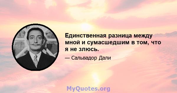 Единственная разница между мной и сумасшедшим в том, что я не злюсь.