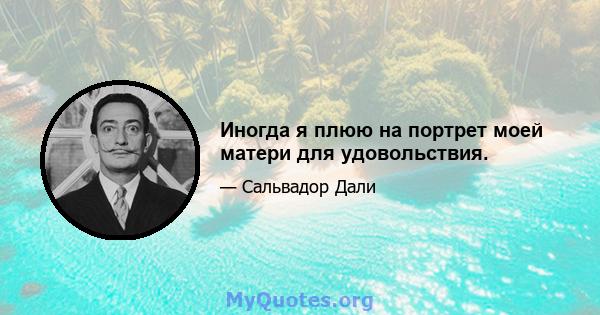 Иногда я плюю на портрет моей матери для удовольствия.