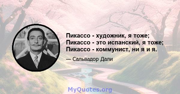 Пикассо - художник, я тоже; Пикассо - это испанский, я тоже; Пикассо - коммунист, ни я и я.