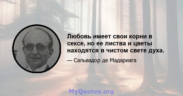 Любовь имеет свои корни в сексе, но ее листва и цветы находятся в чистом свете духа.