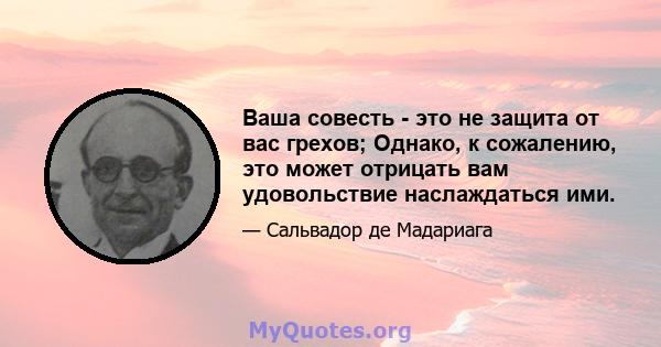 Ваша совесть - это не защита от вас грехов; Однако, к сожалению, это может отрицать вам удовольствие наслаждаться ими.