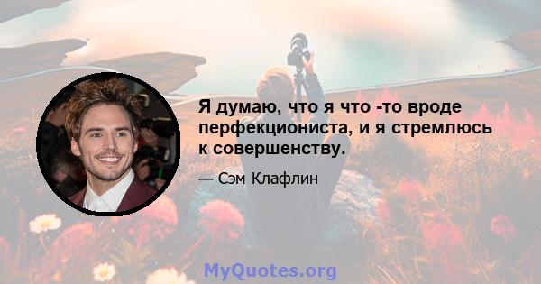 Я думаю, что я что -то вроде перфекциониста, и я стремлюсь к совершенству.